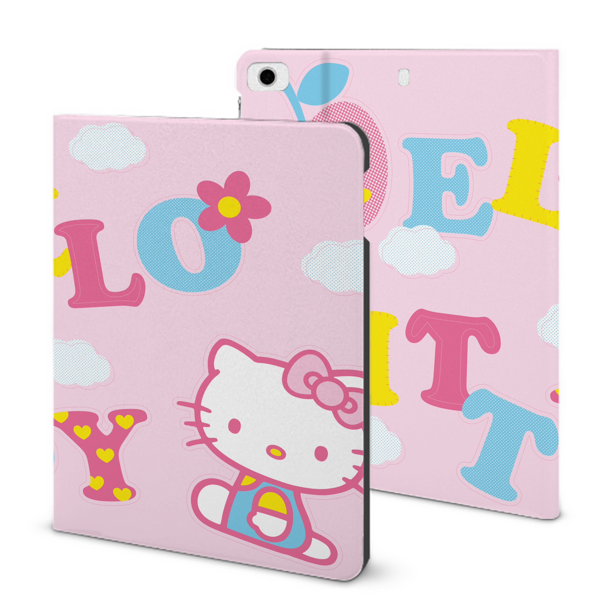 （画像用） Hello Kitty ハローキティ IPad ケース ブック型 PUレザー TPU 耐衝撃 軽量 薄型 ペン収納なし 全面保護 IPad 各モデル対応